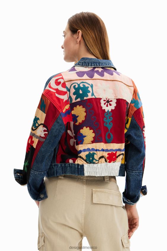 Desigual mujer chaqueta estilo camionero de mezclilla étnica VZ26R0289 ropa
