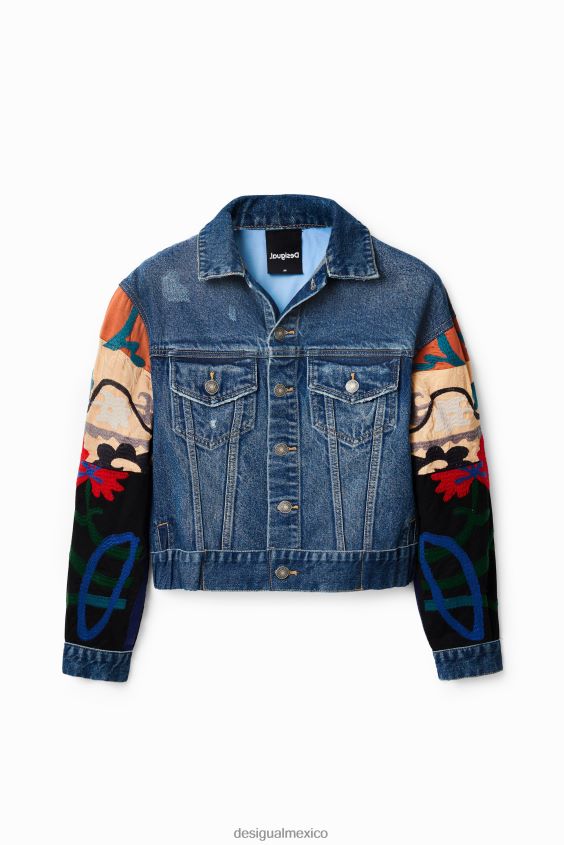 Desigual mujer chaqueta estilo camionero de mezclilla étnica VZ26R0289 ropa