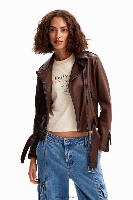 Desigual mujer chaqueta motera con cinturón VZ26R01169 ropa