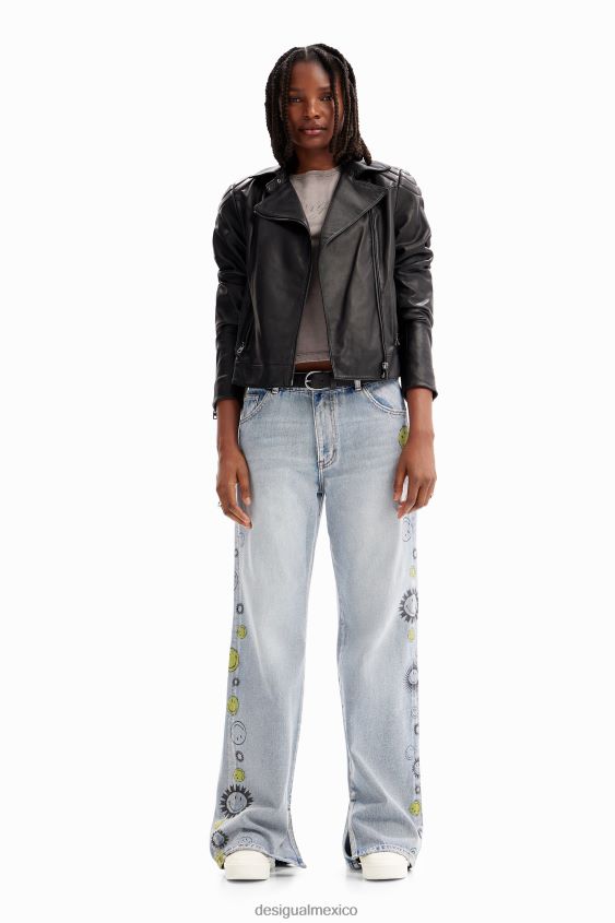 Desigual mujer chaqueta motera con efecto de cuero VZ26R01140 ropa