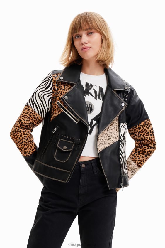 Desigual mujer chaqueta motera con estampado animal VZ26R0246 ropa