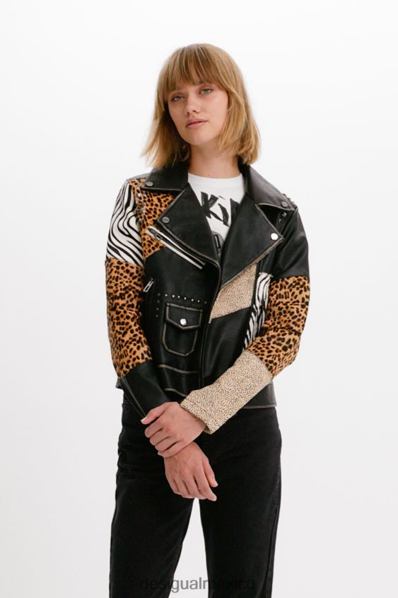 Desigual mujer chaqueta motera con estampado animal VZ26R0246 ropa
