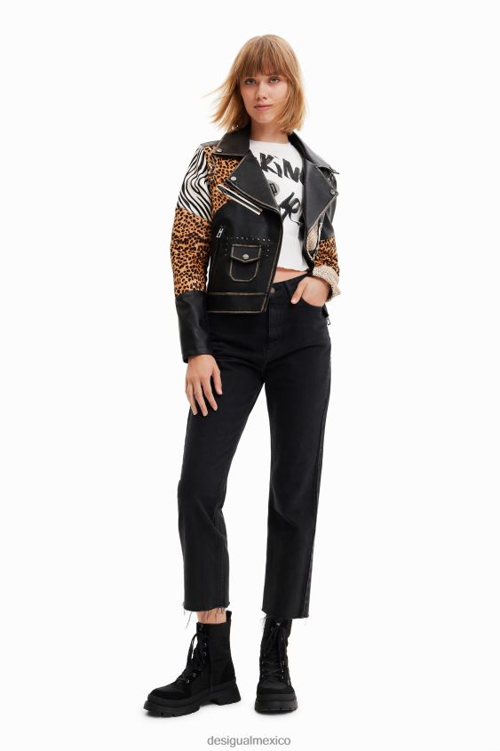 Desigual mujer chaqueta motera con estampado animal VZ26R0246 ropa