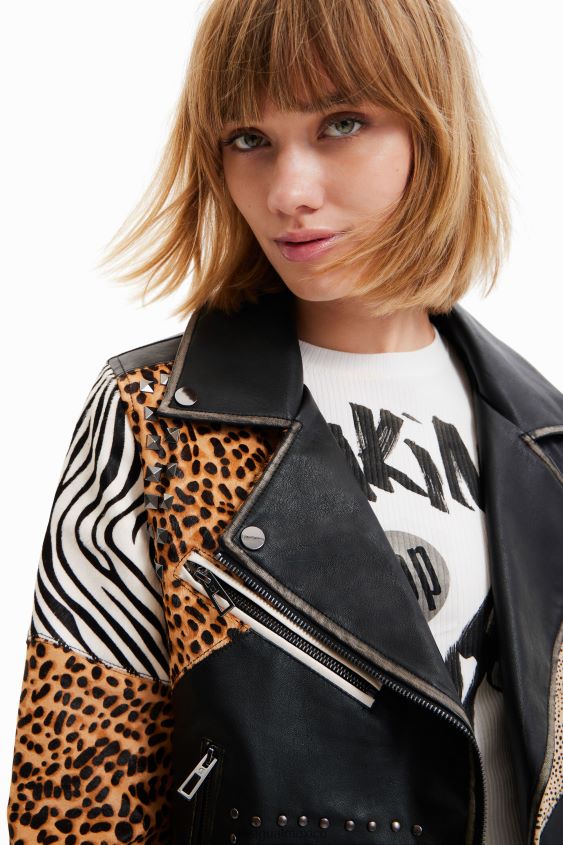 Desigual mujer chaqueta motera con estampado animal VZ26R0246 ropa