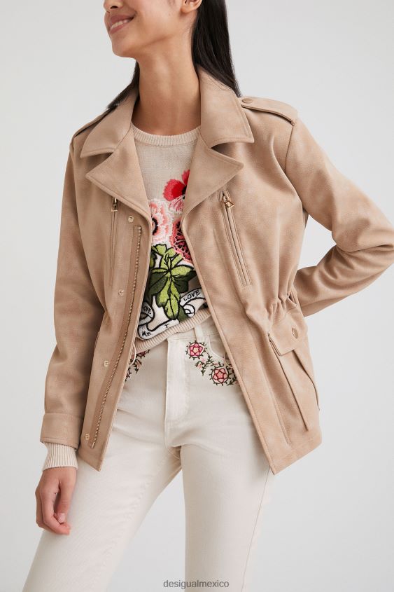 Desigual mujer chaqueta recta con bolsillos VZ26R01076 ropa