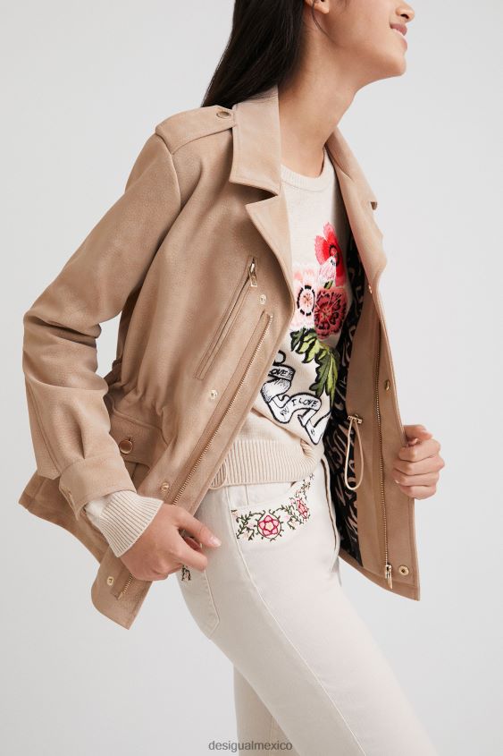 Desigual mujer chaqueta recta con bolsillos VZ26R01076 ropa
