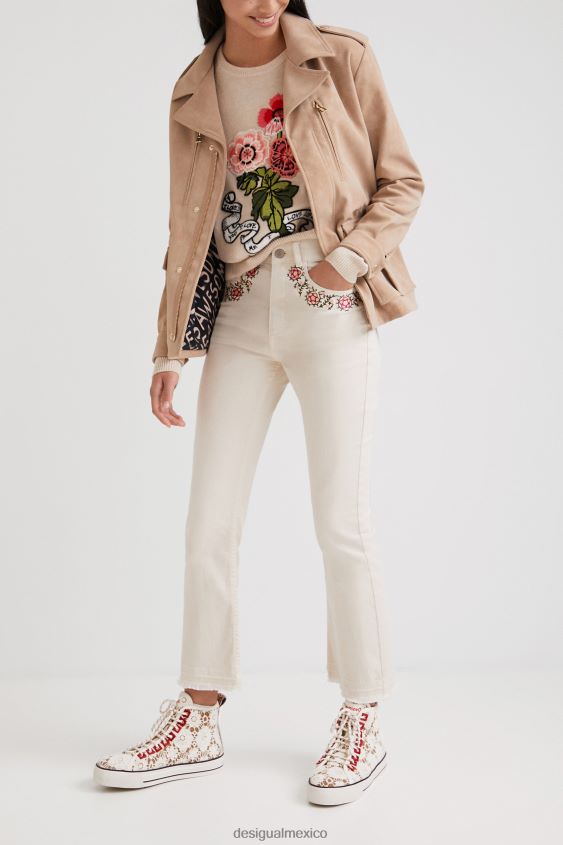 Desigual mujer chaqueta recta con bolsillos VZ26R01076 ropa