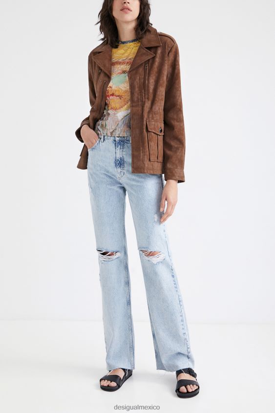 Desigual mujer chaqueta recta con múltiples bolsillos VZ26R01049 ropa