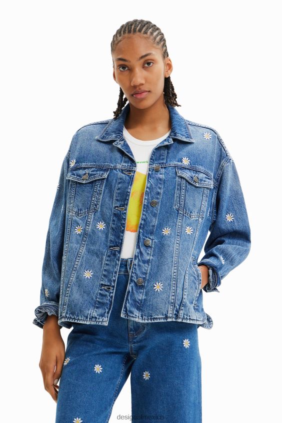 Desigual mujer chaqueta vaquera con margaritas VZ26R0742 ropa