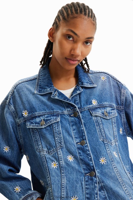 Desigual mujer chaqueta vaquera con margaritas VZ26R0742 ropa