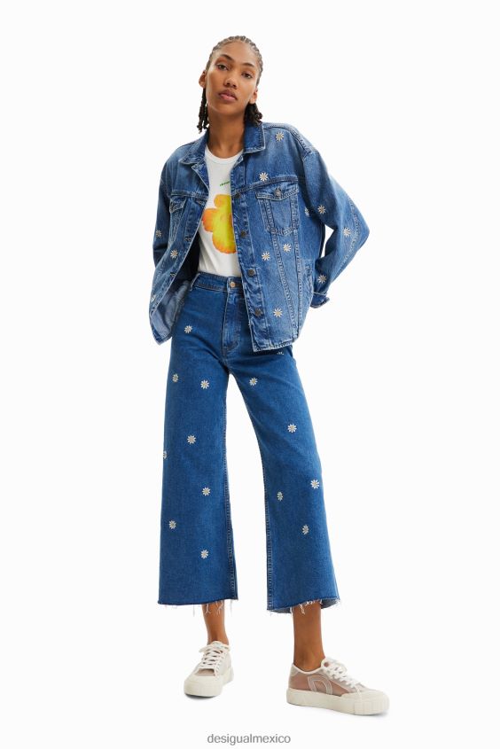 Desigual mujer chaqueta vaquera con margaritas VZ26R0742 ropa
