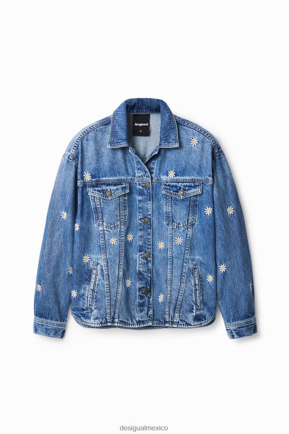Desigual mujer chaqueta vaquera con margaritas VZ26R0742 ropa