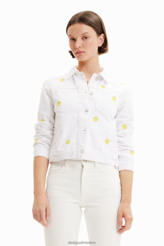 Desigual mujer chaqueta vaquera con margaritas VZ26R0817 ropa