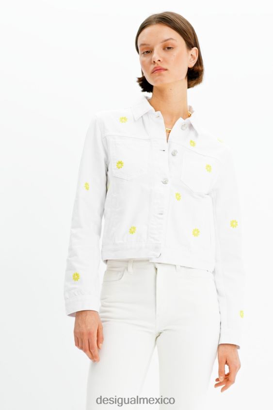 Desigual mujer chaqueta vaquera con margaritas VZ26R0817 ropa
