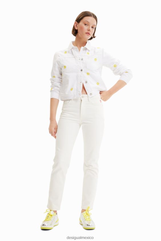 Desigual mujer chaqueta vaquera con margaritas VZ26R0817 ropa