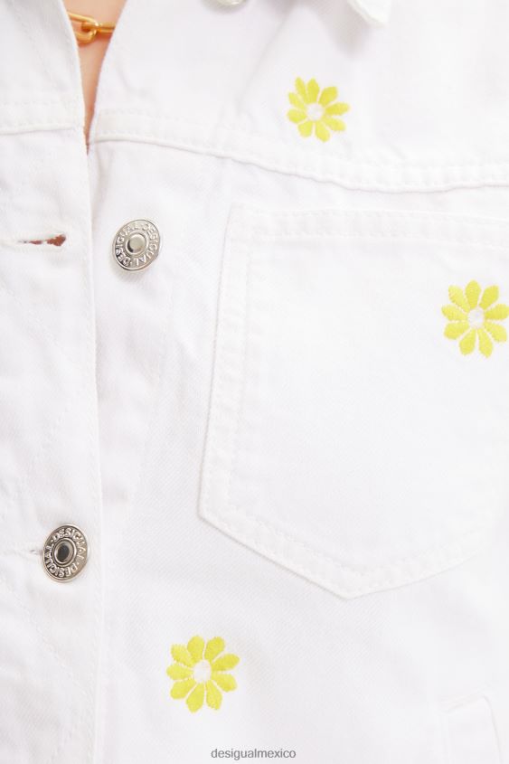 Desigual mujer chaqueta vaquera con margaritas VZ26R0817 ropa