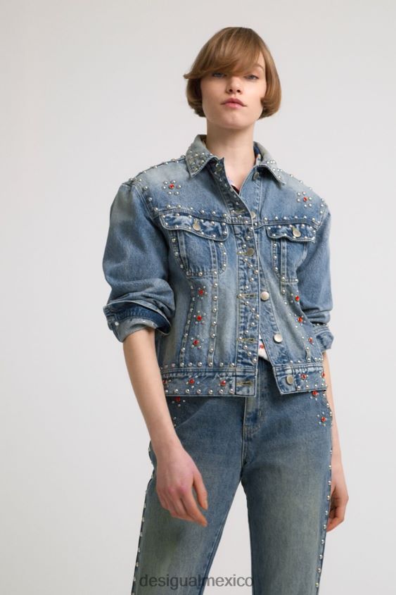 Desigual mujer chaqueta vaquera con tachuelas de johnson hartig VZ26R01065 ropa