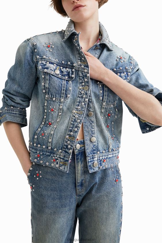Desigual mujer chaqueta vaquera con tachuelas de johnson hartig VZ26R01065 ropa