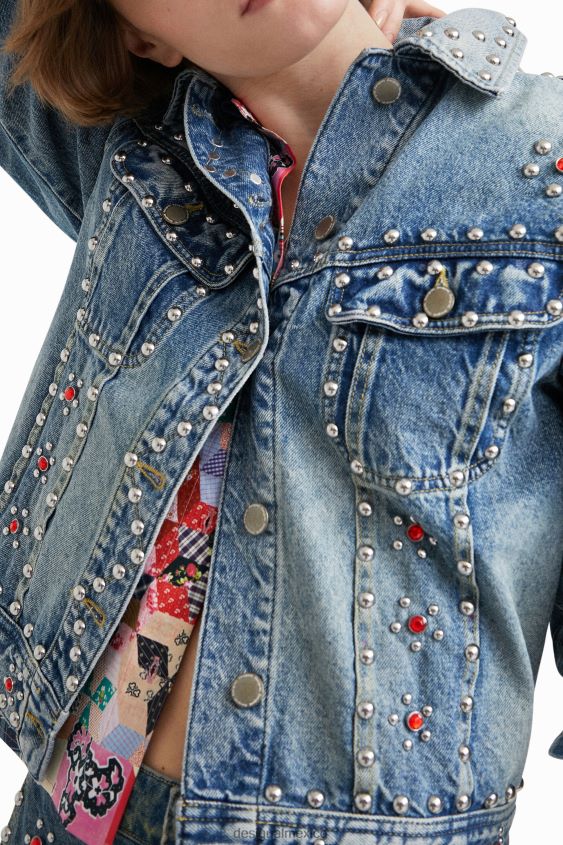 Desigual mujer chaqueta vaquera con tachuelas de johnson hartig VZ26R01065 ropa