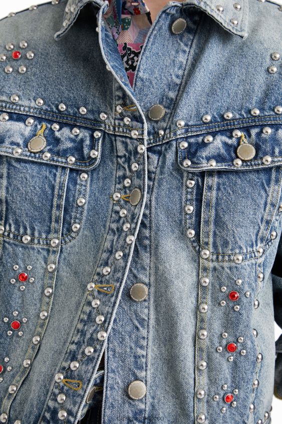 Desigual mujer chaqueta vaquera con tachuelas de johnson hartig VZ26R01065 ropa
