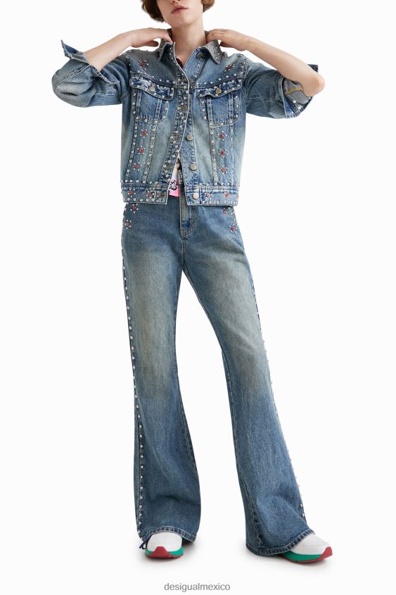 Desigual mujer chaqueta vaquera con tachuelas de johnson hartig VZ26R01065 ropa