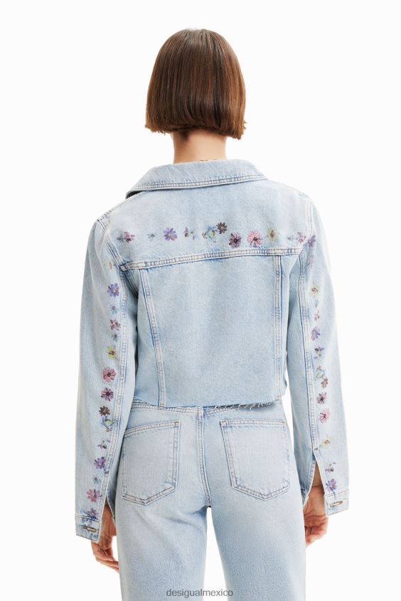 Desigual mujer chaqueta vaquera corta con flores VZ26R0835 ropa