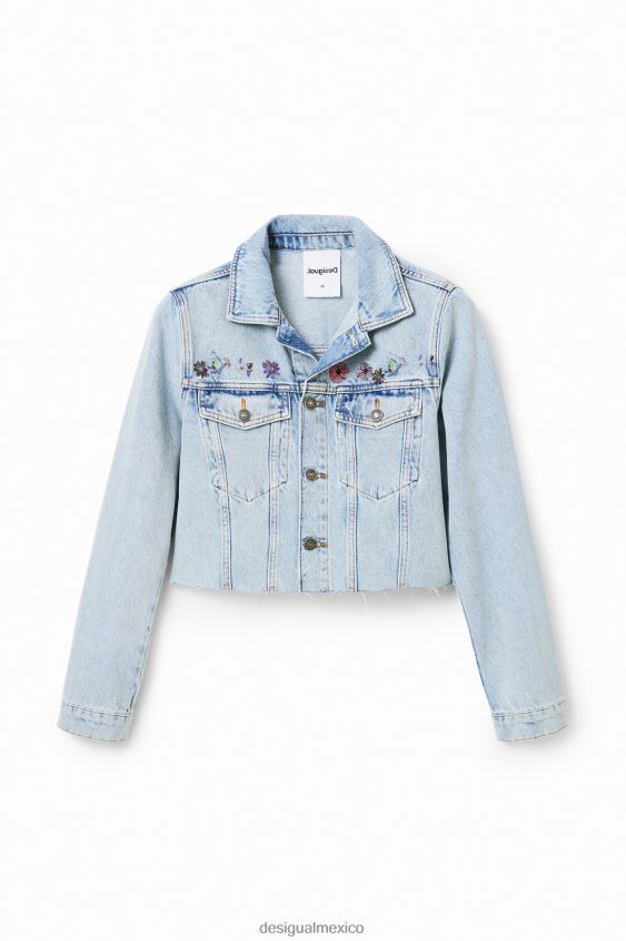 Desigual mujer chaqueta vaquera corta con flores VZ26R0835 ropa
