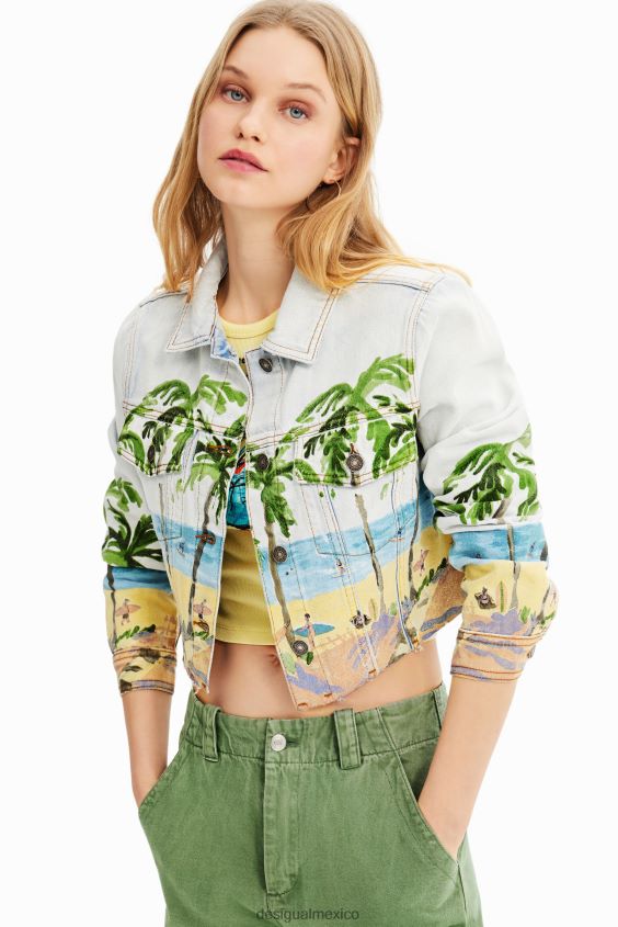 Desigual mujer chaqueta vaquera corta tropical VZ26R0630 ropa