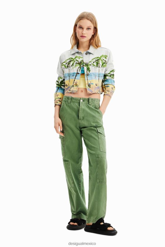 Desigual mujer chaqueta vaquera corta tropical VZ26R0630 ropa
