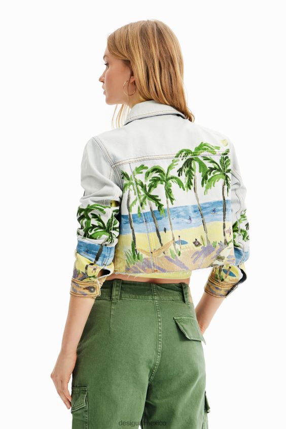 Desigual mujer chaqueta vaquera corta tropical VZ26R0630 ropa