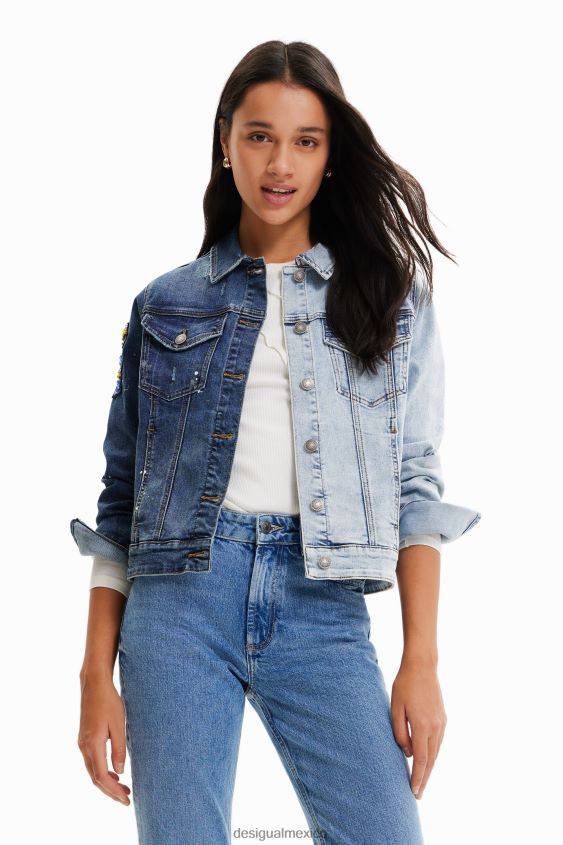Desigual mujer chaqueta vaquera de dos tonos VZ26R0971 ropa