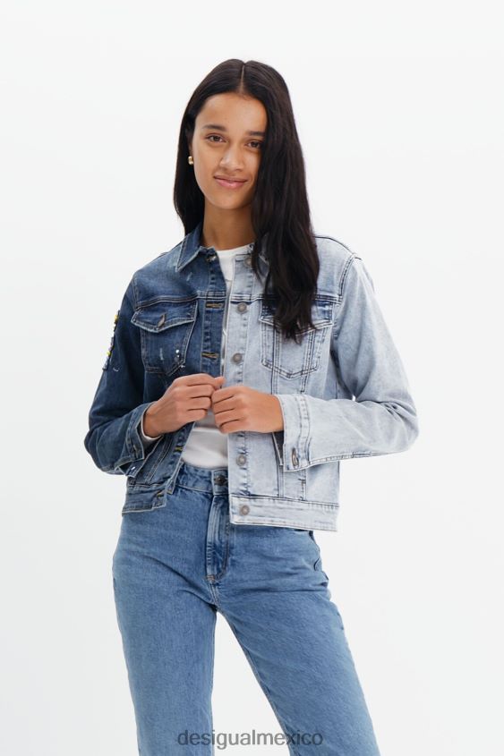 Desigual mujer chaqueta vaquera de dos tonos VZ26R0971 ropa