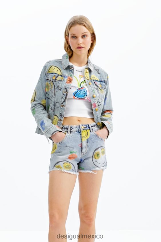 Desigual mujer chaqueta vaquera extragrande con smiley VZ26R0927 ropa