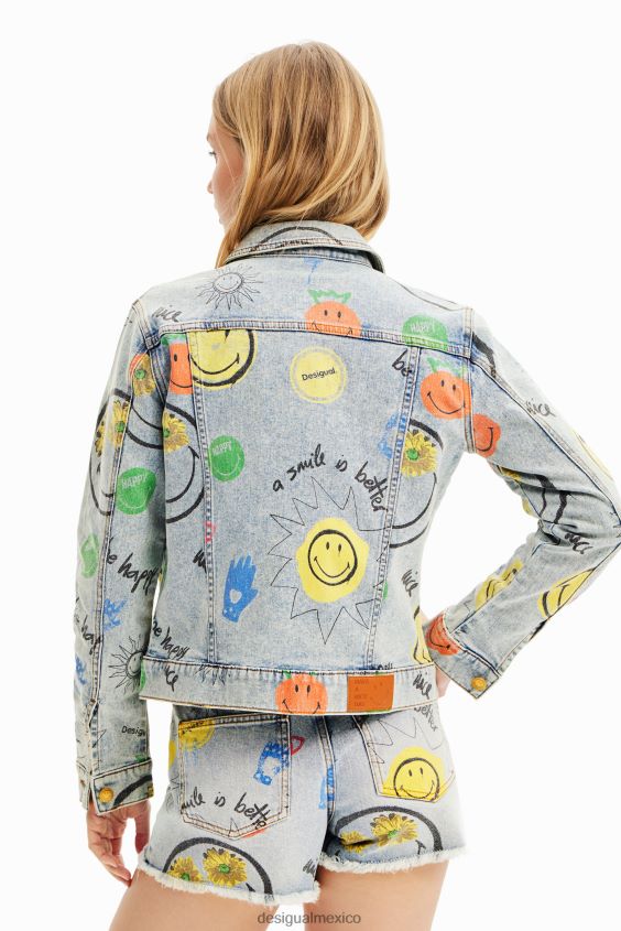 Desigual mujer chaqueta vaquera extragrande con smiley VZ26R0927 ropa