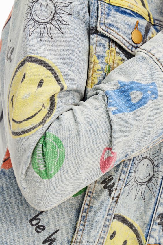 Desigual mujer chaqueta vaquera extragrande con smiley VZ26R0927 ropa