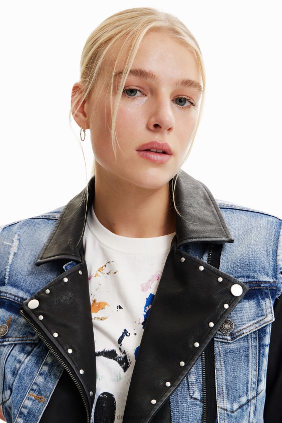 Desigual mujer chaqueta vaquera híbrida de mickey mouse VZ26R0371 ropa