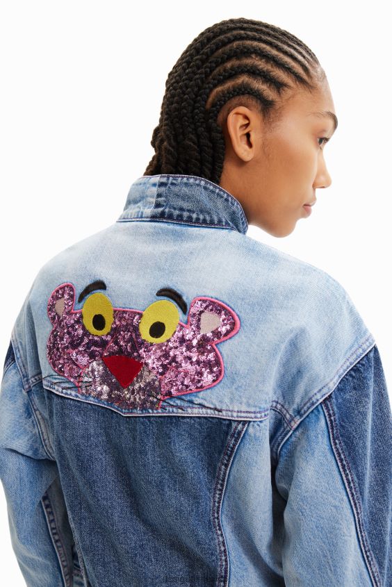 Desigual mujer chaqueta vaquera oversize de pantera rosa VZ26R0902 ropa