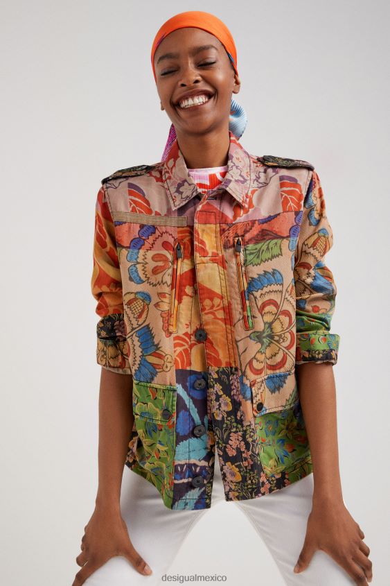 Desigual mujer metro. chaqueta de patchwork tropical de christian lacroix VZ26R0929 ropa