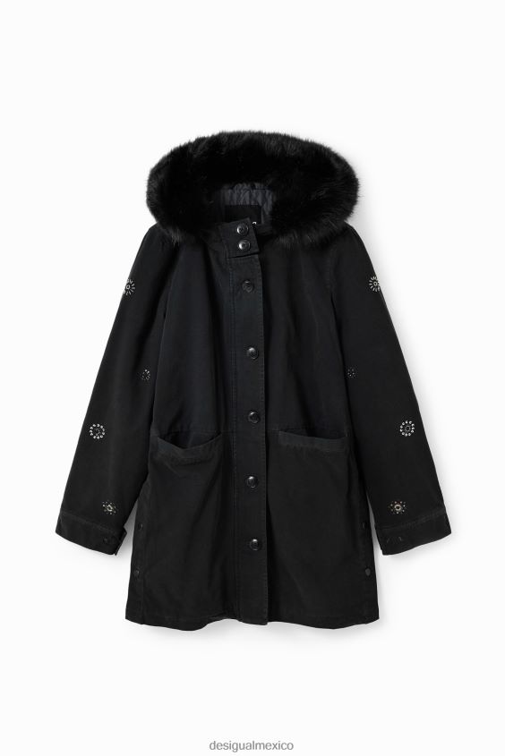 Desigual mujer parka con capucha y bordado VZ26R0175 ropa