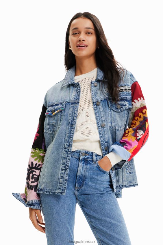 Desigual mujer sobrecamisa estilo trucker de mezclilla bordada VZ26R0928 ropa