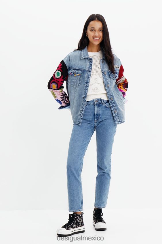 Desigual mujer sobrecamisa estilo trucker de mezclilla bordada VZ26R0928 ropa