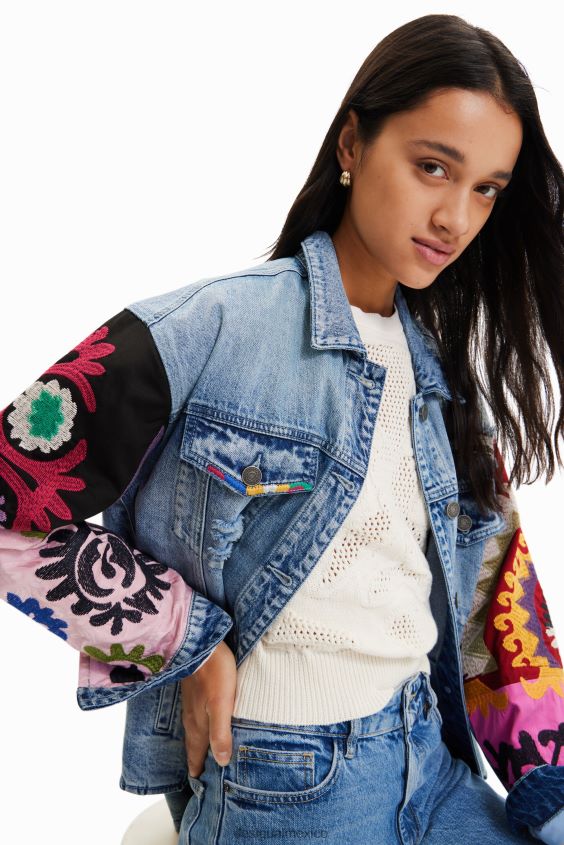 Desigual mujer sobrecamisa estilo trucker de mezclilla bordada VZ26R0928 ropa