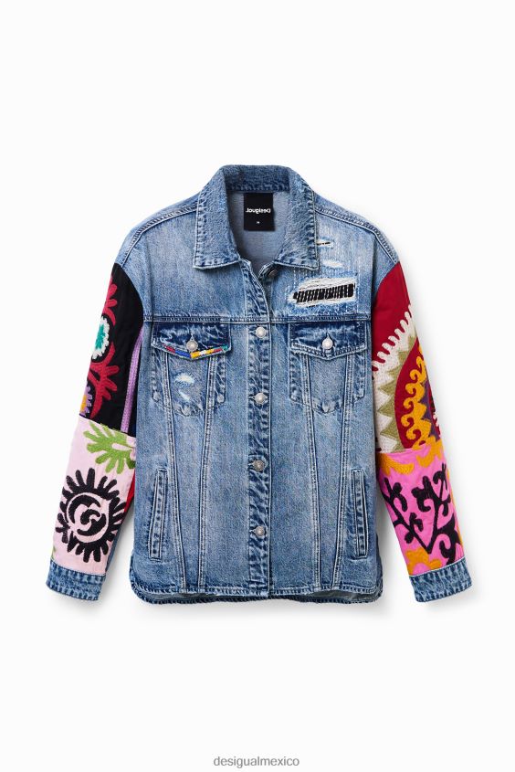 Desigual mujer sobrecamisa estilo trucker de mezclilla bordada VZ26R0928 ropa