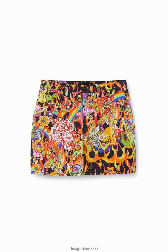 Desigual mujer falda corta arcoiris VZ26R01118 ropa