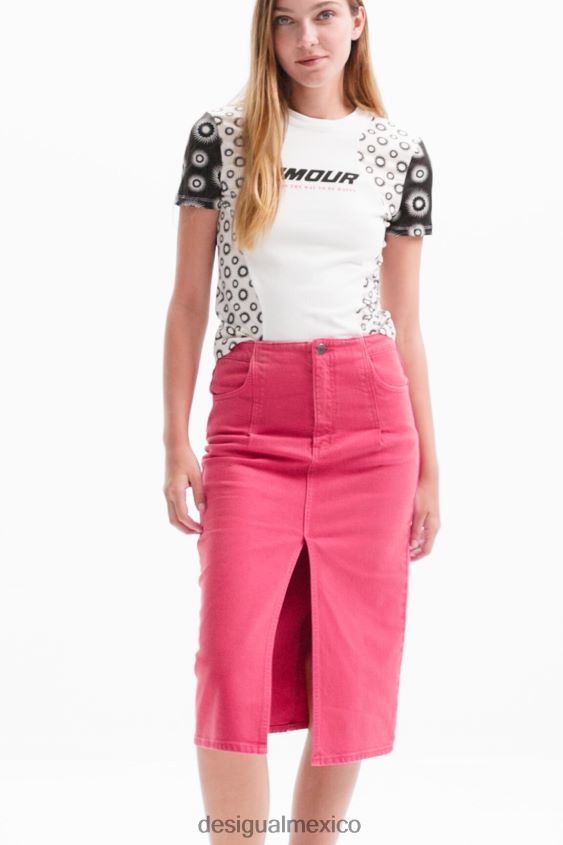 Desigual mujer falda de mezclilla con abertura VZ26R032 ropa
