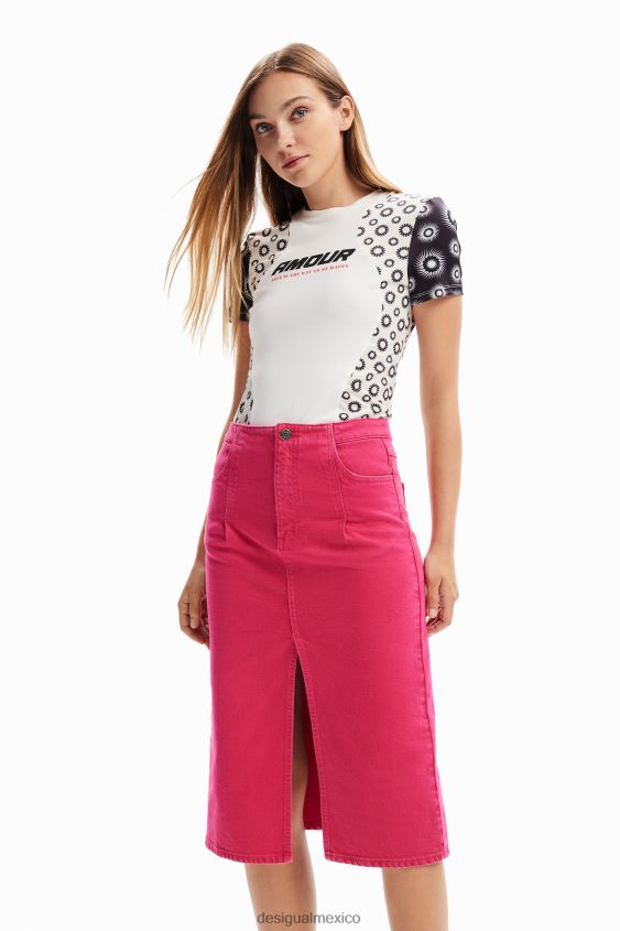 Desigual mujer falda de mezclilla con abertura VZ26R032 ropa