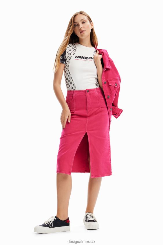 Desigual mujer falda de mezclilla con abertura VZ26R032 ropa