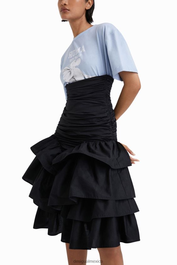 Desigual mujer falda drapeada con volantes de stella jean VZ26R0816 ropa