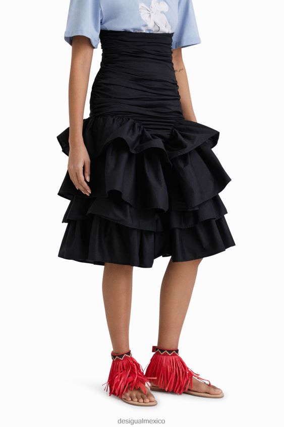Desigual mujer falda drapeada con volantes de stella jean VZ26R0816 ropa