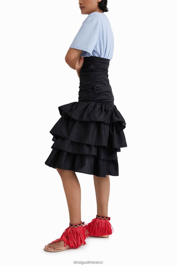 Desigual mujer falda drapeada con volantes de stella jean VZ26R0816 ropa